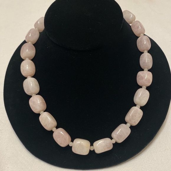 Vintage Chunky Rose Quartz Necklace - Picture 7 of 16